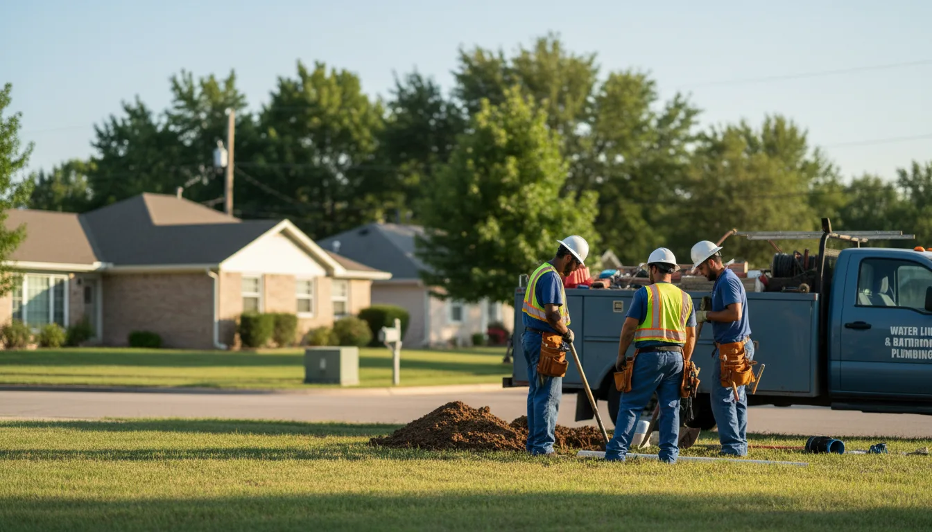 Residential water line and bathroom plumbing service in Leonard, TX